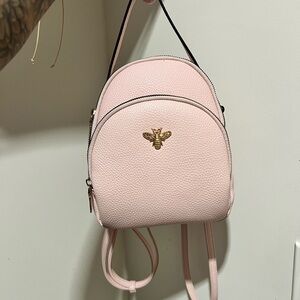 Pastel Pink Textured Leather Mini Backpack